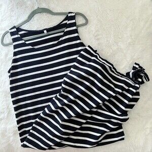 MUJI Cotton Striped Tank T-Shirt Dress Black/White